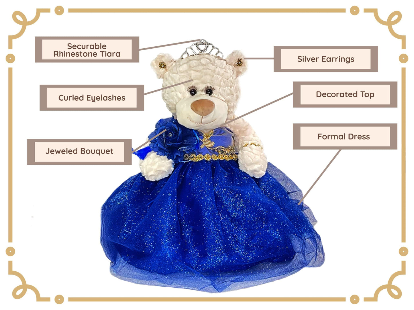 KINNEX COLLECTIONS SINCE 1997 20'' Teddy Bear with Elegant Dress (Centerpiece) ~ B16631N-34G (Champane)