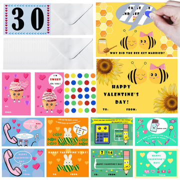 UAUOCU Valentines Day Gifts for Kids Classroom, 30 Packs Valentines Scratch-off Cards Bulk for School Class Prizes Party Favors 