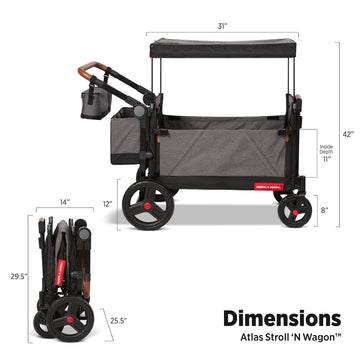 Radio Flyer Atlas Stroll N Wagon, Folding Wagon For 1+ Years - Gray