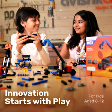 Avishkaar Mex 5-In-1 Diy Robotics Starter Kit, Robot Toys For Kids Aged 8-12, Building & Construction Set With 100+ Parts, Learn