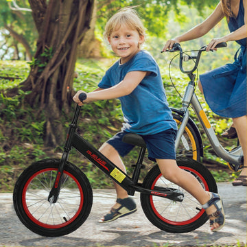 Bueuwe 16 Balance Bike for Kids, Adjustable Seat, No Pedal Toddler Training Bicycle, Black, Ideal for 4-8 Year Old Boys & Girls
