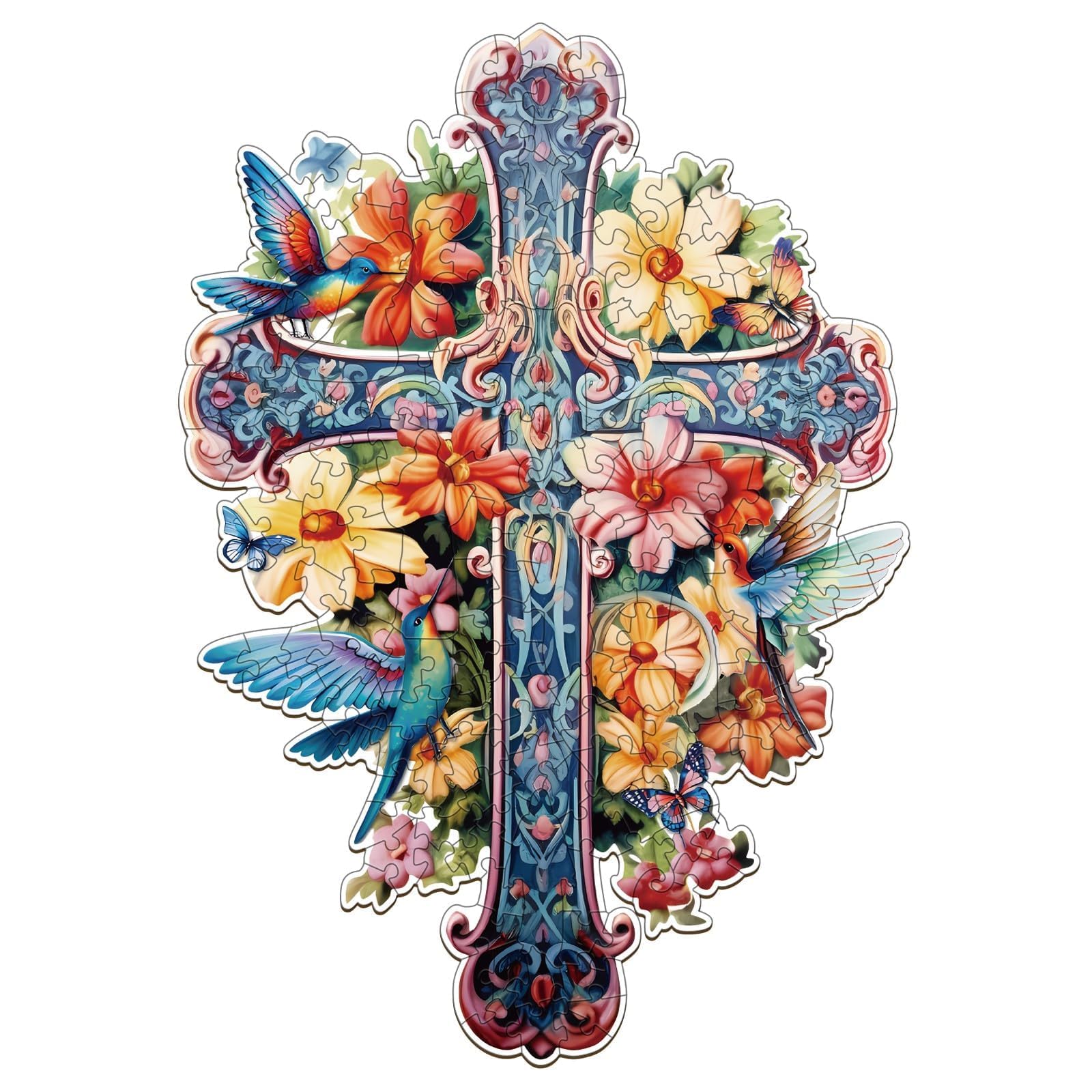 Wooden Puzzles for mature-themeds - Blessing Cross Easter Puzzle  Unique Shaped Wooden Jigsaw Puzzles for mature-themeds  Wood Puzzles mature-themed  Perfect for Birthday Gift  250 Pieces 13.4 x 9.3in  Large