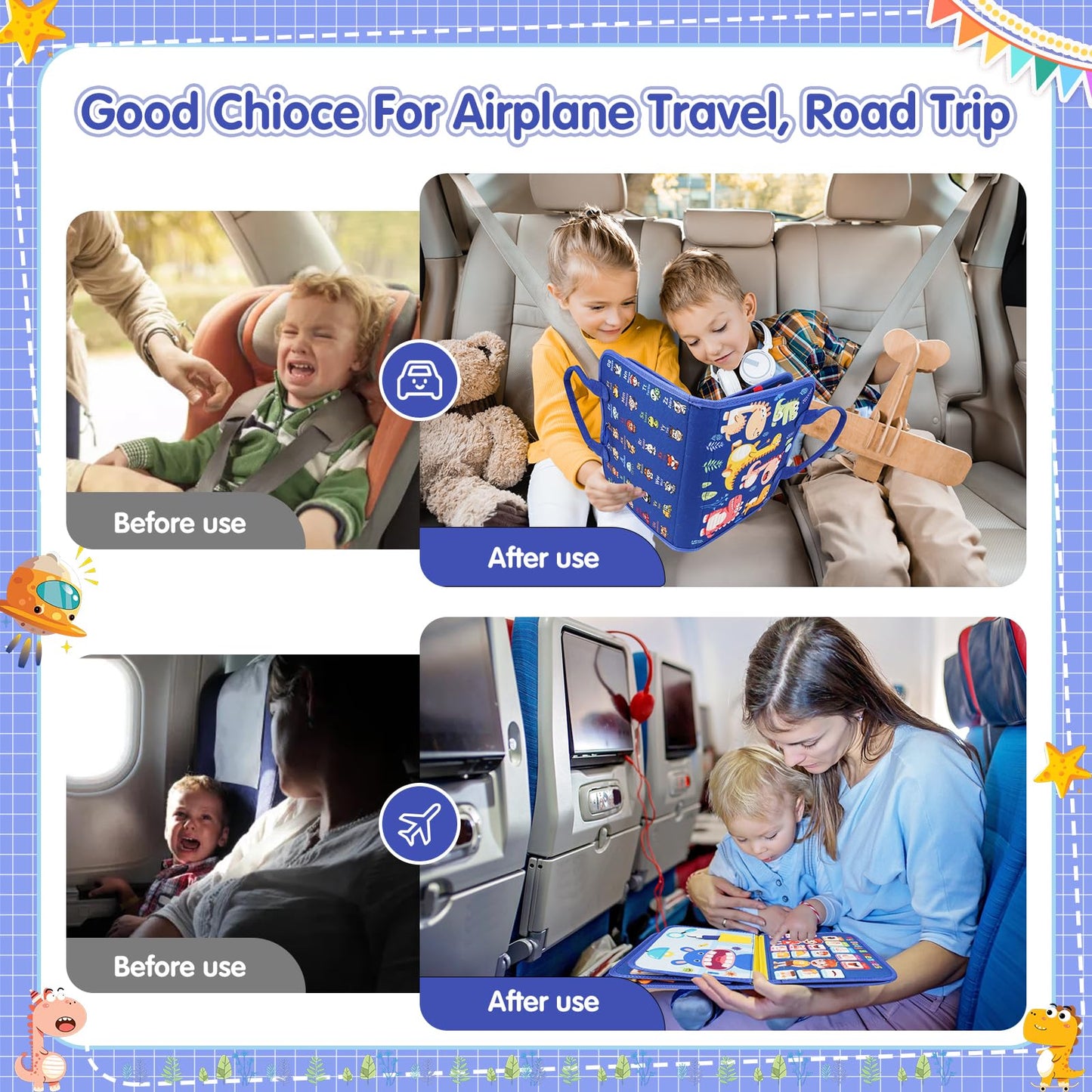 Goobaetoy Busy Board Montessori Toys For 1 2 3 4 5 6 Years Old Toddlers Boy Girl Gift, Sensory Learning Toys 10 Pages 32 Activit