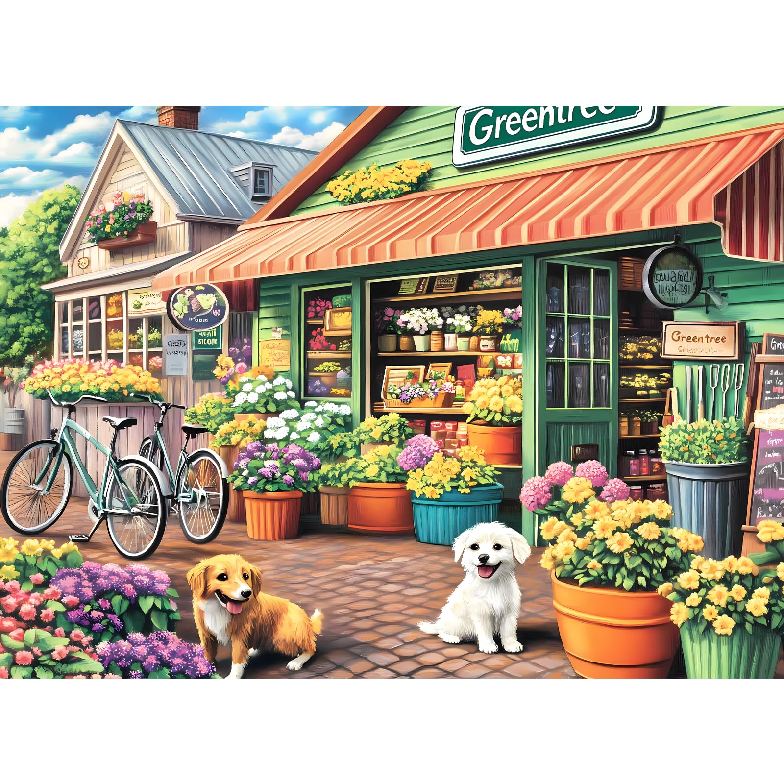 Jigsaw Puzzles for mature-themeds 500 Pieces  Puppy Flower Shop Puzzles 500 Pieces  Challenging Yet Relaxing Jigsaw Puzzle Game for mature-themeds  Glossy Sturdy Vibrant Puzzle Great Gift for Family Friends