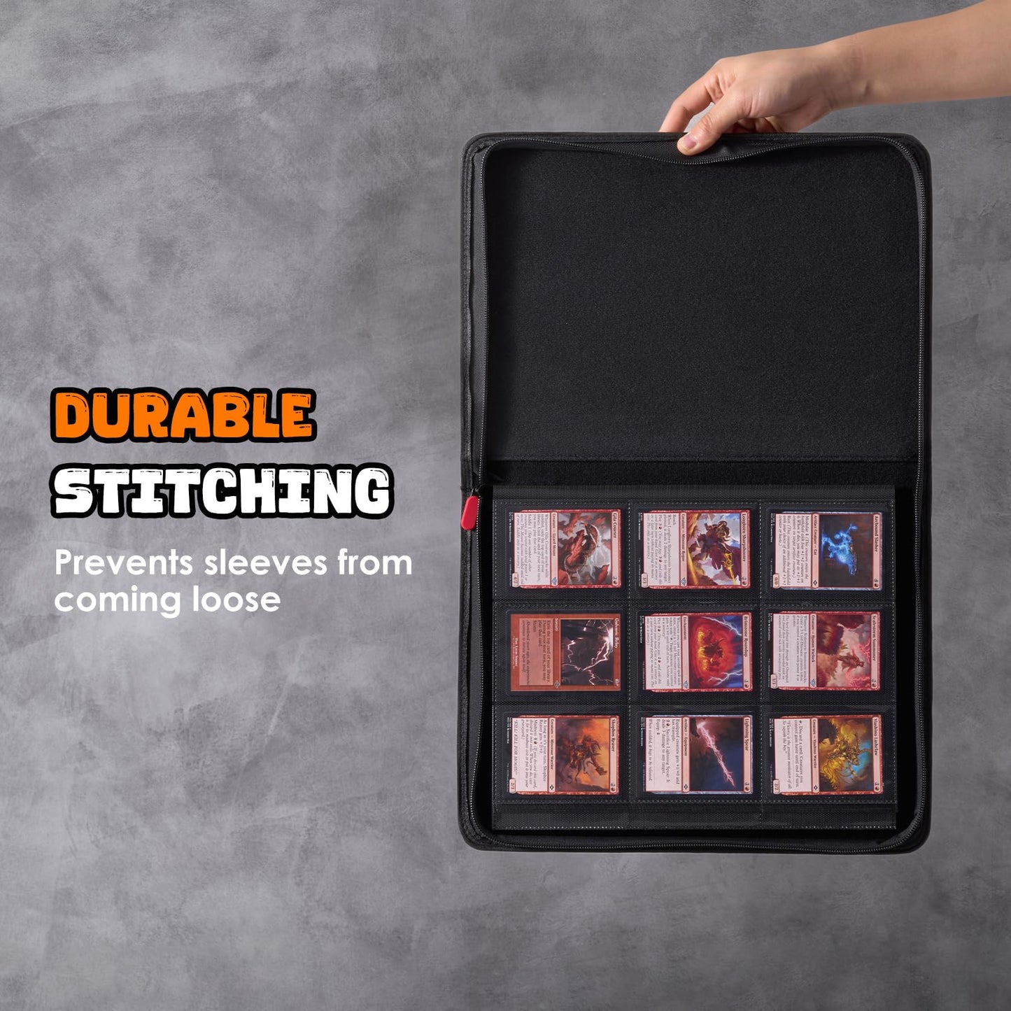 ProCase 2 Pack Trading Card Binder with Side Label; Holds 360 Trading Card with 9 Pockets; enhanced Zipper Card Collection binder Album Folder for Sports Cards  TCG  MTG  PKM -Black