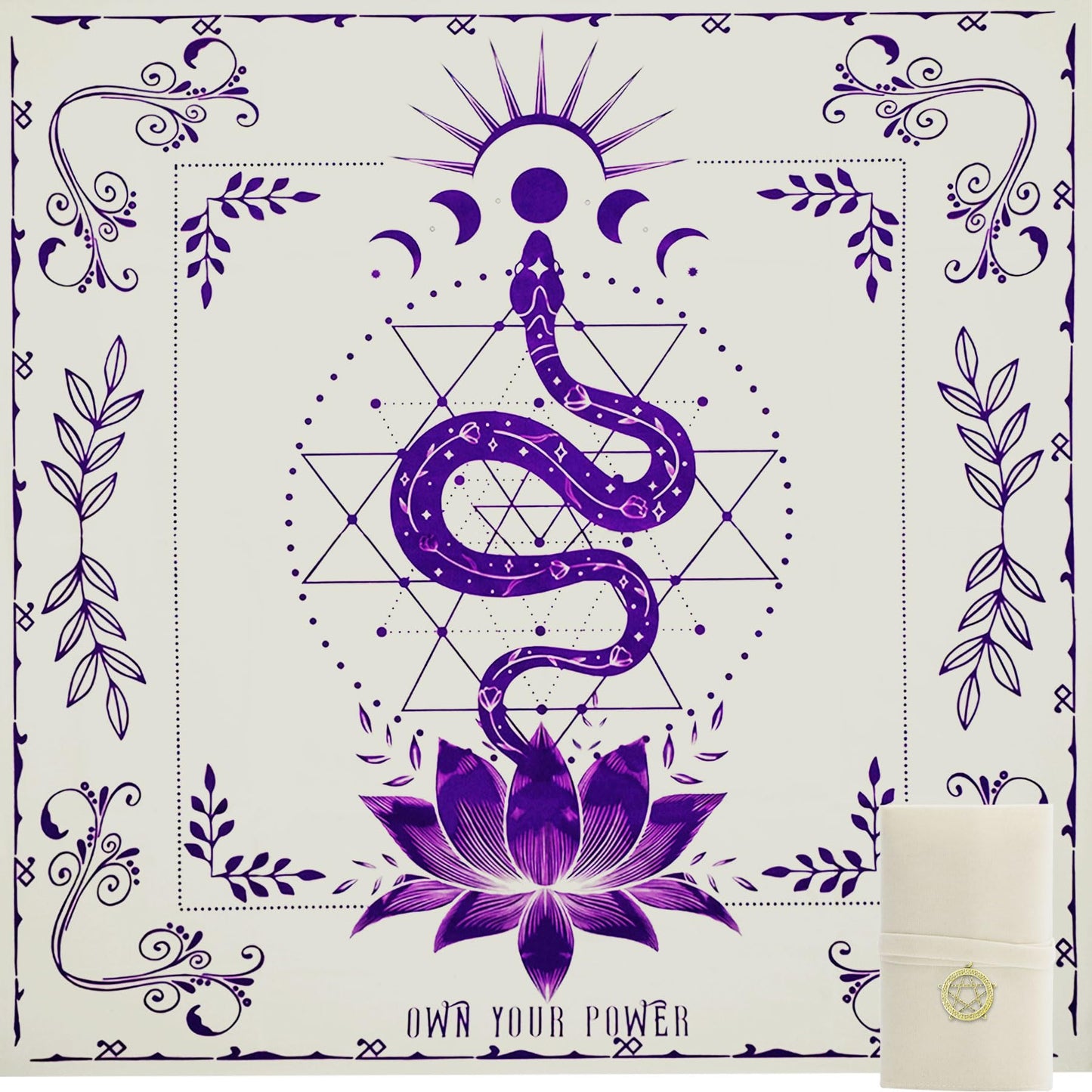 Knana Tarot Cloth Altar Cloth Tarot Mat Witchcraft Tarot Cloth Silk For Reading Tarot Accessories Tarot Cloth For Spread - With Tarot Card Bag (Purple Snake)