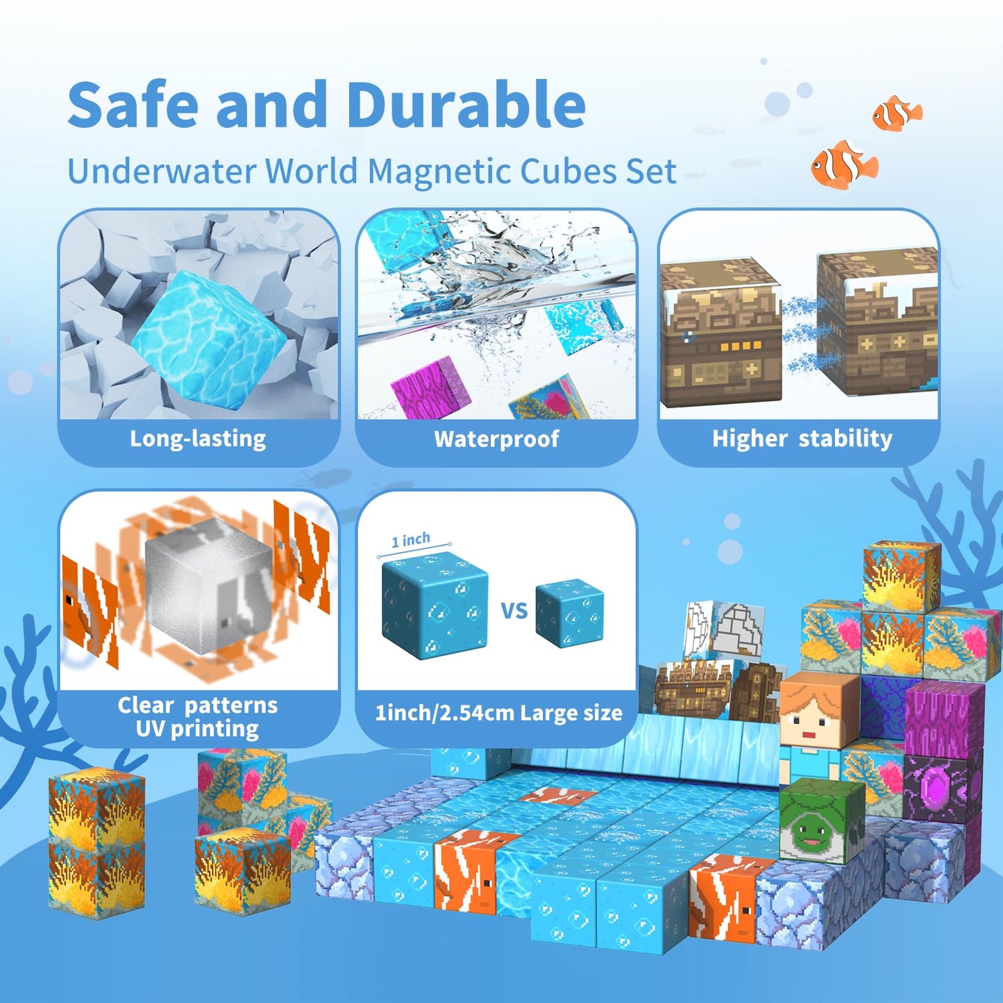 Tinytrek Magnetic Blocks-120Pcs Ocean Quest Set