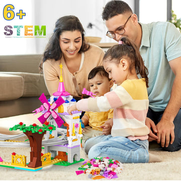 Hogokids Friend Roller Coaster Building Set - 711 Pieces Girls Amusement Building Block Kit Stem Playground Park Pink Construction Birthday Gift Toys For Kids Girls Boys Aged 6 7 8 9 10 11