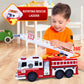 VEBO Motorized Fire Truck with Lights & Siren, 15" Rescue Ladder, Multicolor, Fun for Kids 3+ Years Old