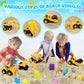 FHOZGECY Beach Toys, 40Pcs Sand Toys with 4 Toy Construction Vehicles, 4 Collapsible Beach Bucket, Sand Castle Building Kit, San