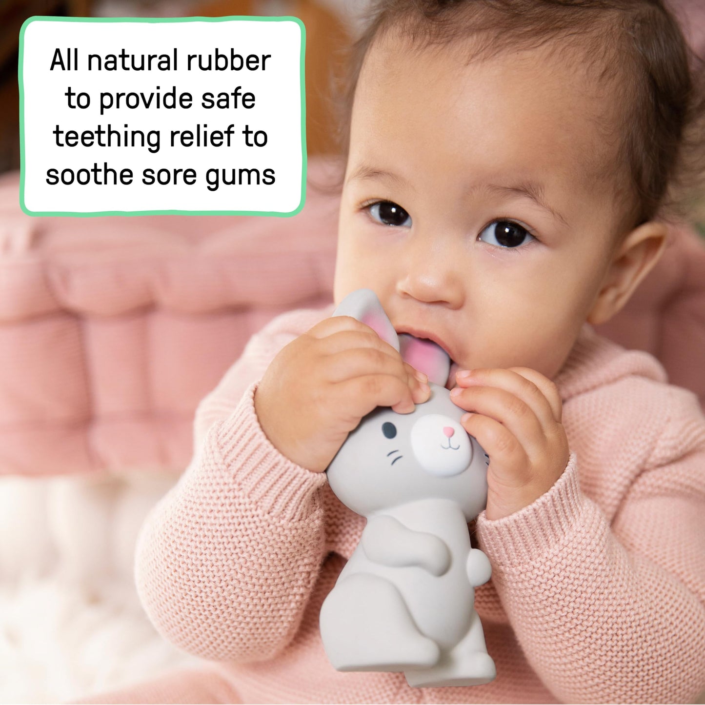 Ingenuity Sylvi Natural Rubber Teether 5.75 Toy, BPA Free, for Babies Ages 3+ Months, Multisensory