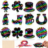 Julmelon 36 Pcs St Patricks Day Scratch Art For Kids, St. Patricks Day Crafts For Kids Rainbow Color Magic Scratch Paper Cards S