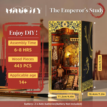Minicity Diy Book Nook Kit For Adults, 3D Wooden Puzzle Bookend Bookshelf Insert Decor With Led Light And Dust Cover (The Empero