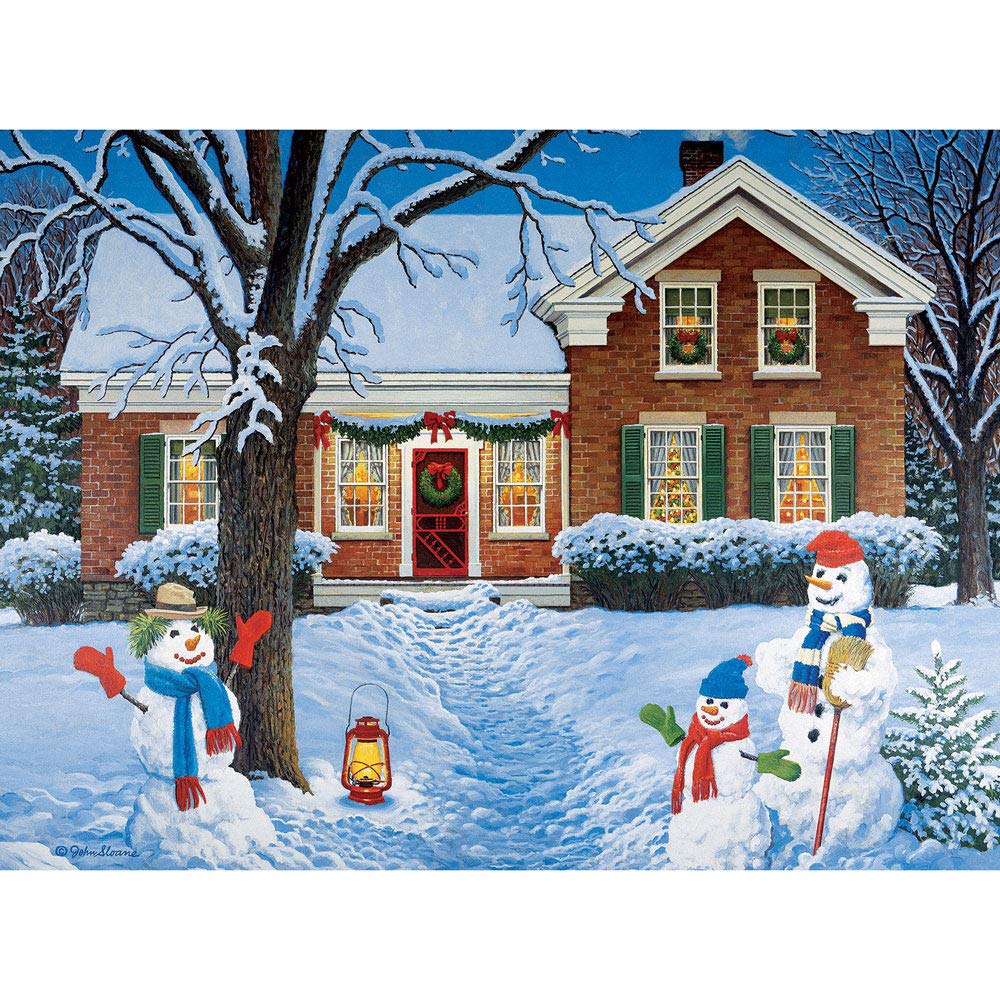 Bits And Pieces - Value Set Of Three (3) 300 Piece Jigsaw Puzzles For Adults - Each Puzzle Measures 18' X 24' - 300 Pc The Greeters, Homecoming, Winter Christmas Puzzle Jigsaws By Artist John Sloane
