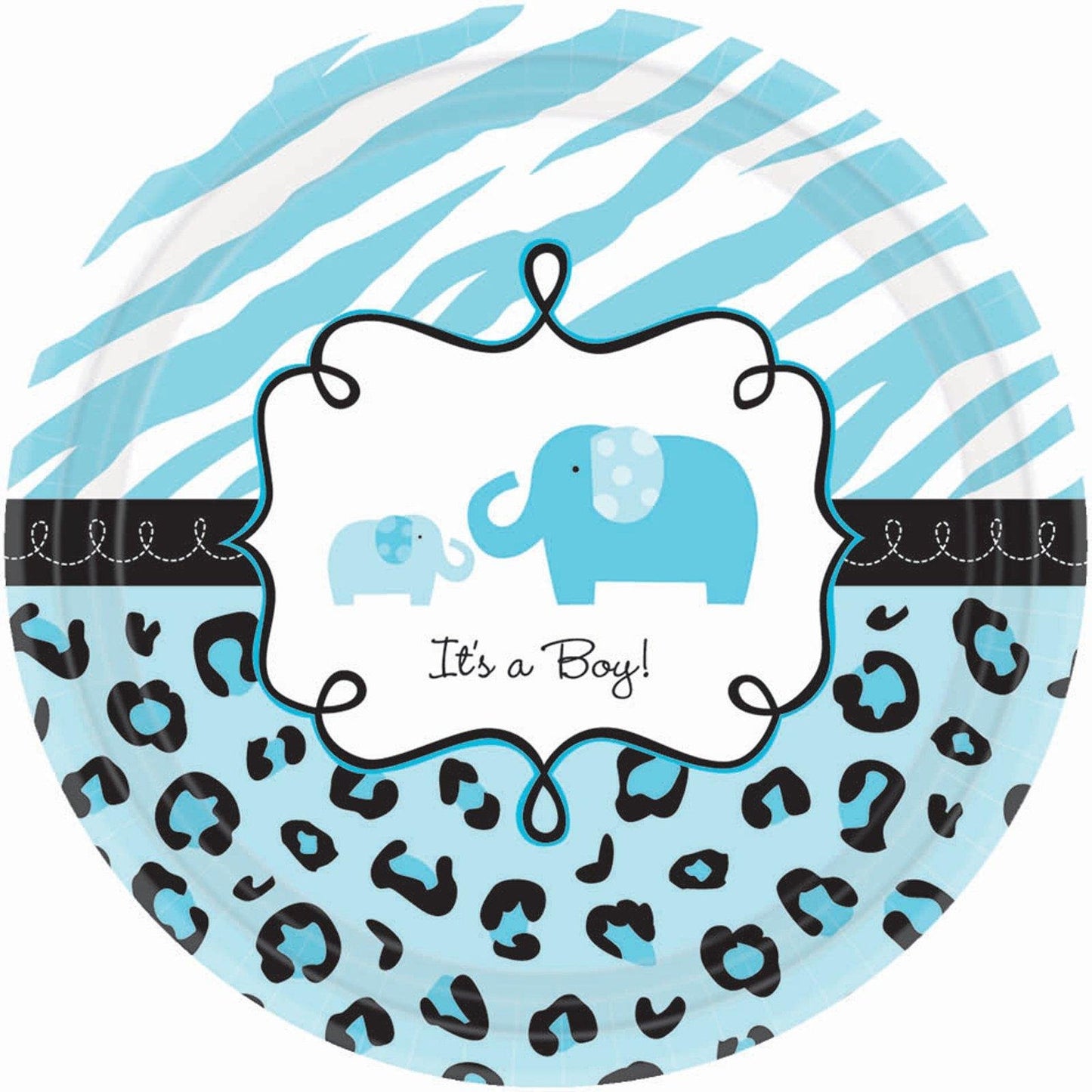 Blue Its a Boy Sweet Safari Plates