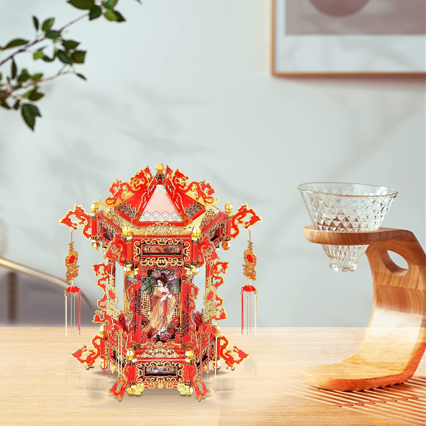 Piececool 3D Puzzles For Adults, Palace Lantern Diy 3D Metal Models Kit,Chinese Traditional Culture 3D Models Puzzle Fidget Toys Hobbies For Men, Great Christmas Birthday Gifts-257 Pcs