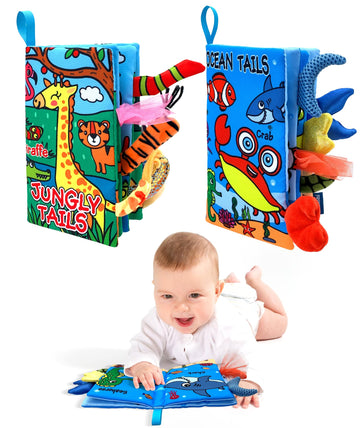 Wesote Baby Cloth Books 2Pcs High Contrast Sensory Crinkle Books For Babies Tummy Time Early Learning Infant Toys For 0-18 Month
