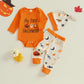 Lukivech My 1st Halloween Baby Boy Outfit Letter Print Long Sleeve Romper Pumpkin Ghost Spider Long Pants Hat 3Pcs Set (AA-Orang