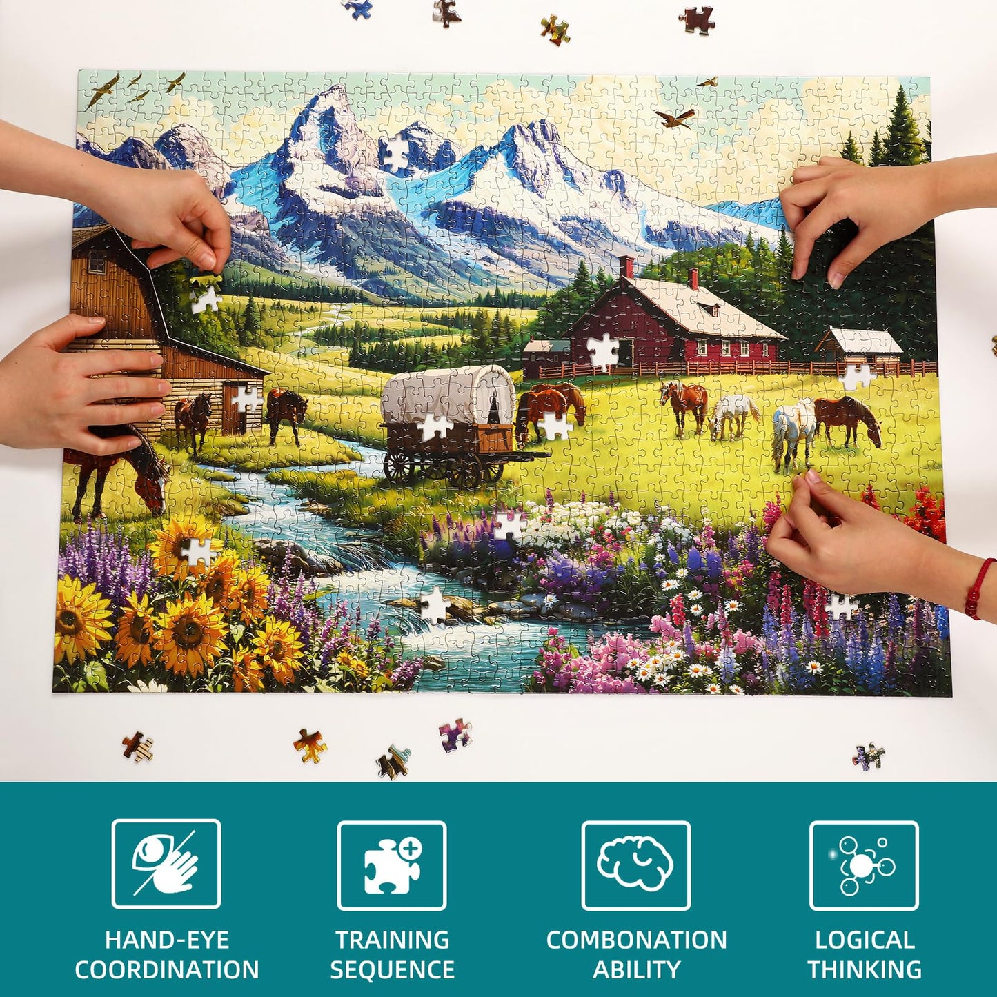 Sutinban 1000 Piece Puzzle for mature-themeds Snow Mountain Pastoral Jigsaw Puzzle 1000 Pieces Serene and Simple Lifestyle Jigsaw Puzzles Great Gift for Puzzle Lovers 27.5 ' 'X19.7 ' '