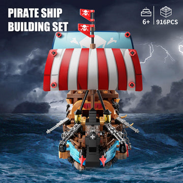 Tycole Pirate Ship Building Block Set With Lights,Creative Pirate Toys Compatible With Legos,Modern Boat Model Set,Idea Christma