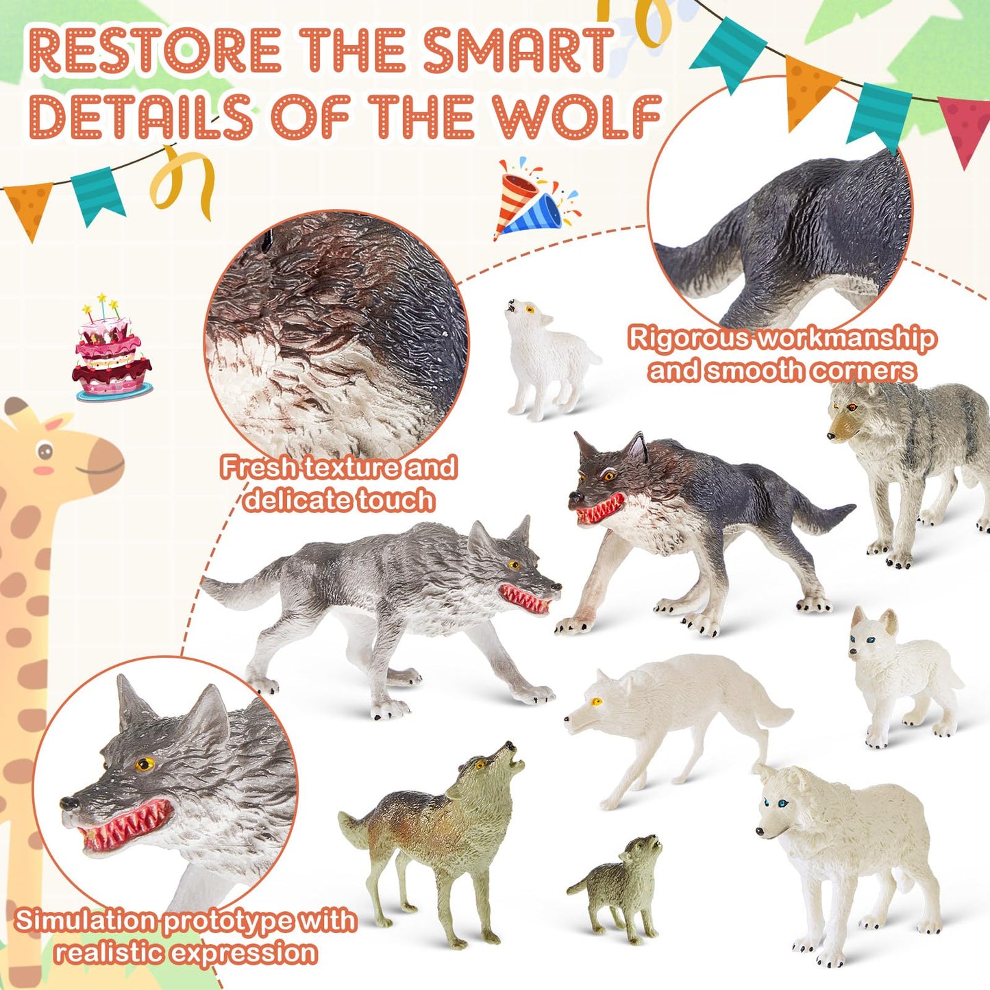 Deekin 20 Pcs Figure Toys Mini Miniatures Figurines Toys Mini Realistic Decor Themed Party Gifts For Diorama Projects Birthday Gift Learning Toy (Wolf)