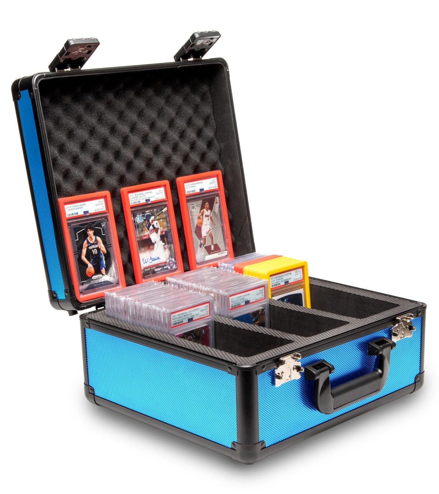 SLAB protective covering FUSION 3 Row Graded Card Storage Box PSA Card Slab Case For Graded cards Holds 120+ Slabs Graded Card Case PSA Slab Box Graded Card Storage Sports Baseball Card Collector Gifts (Royal Blue)