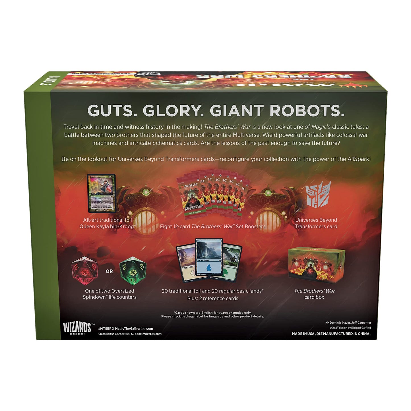 Magic The Gathering The Brothers War Bundle - Transformers Card, 8 Set Boosters, Green/Red, Model D03080000, Paper Material