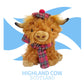 SaBrissi Wilbur Highland Cow 10 Brown Plushie Stuffed Animal with Tartan Hat & Scarf - Soft Toy for Kids