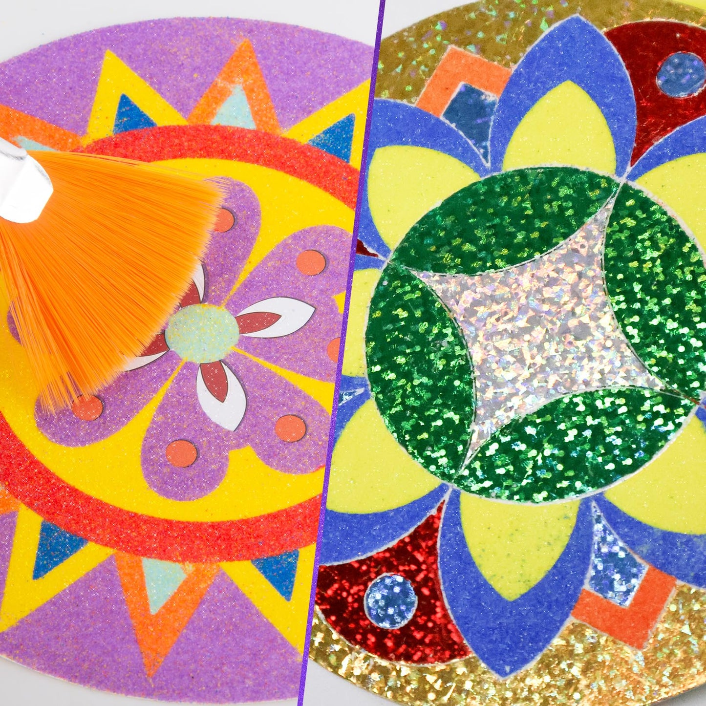 TENYEAH Foil Fun & Sand Art Kit for Kids, 2 in 1 Mandala Foil Arts and Sand Painting Pictures Coloring Kits, DIY Crafts Gifts fo