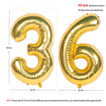 40 Inch Gold Number Balloons Helium Foil Mylar Balloon Birthday Party Banquet Decoration 36