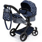 Bayer Design Dolls: Pram Xeo - Blue & White Stars - Dolls Up To 18'', Shoulder Bag, Convertible To Pushchair, Adjustable Handle,