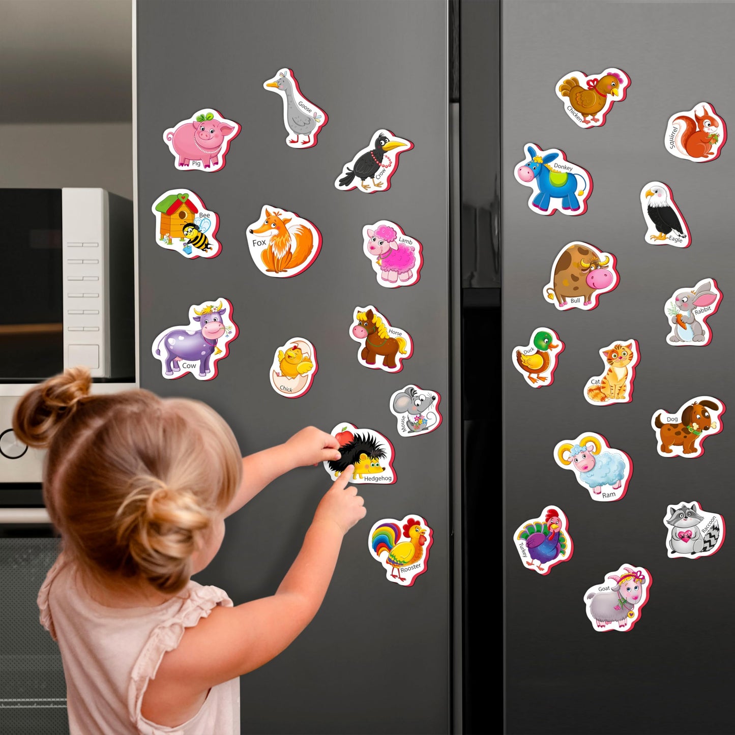 Little World Large Set Of 25 Foam Fridge Magnets For Toddlers 1-3 - Refrigerator Magnets For Kids - Baby Magnets For Refrigerato