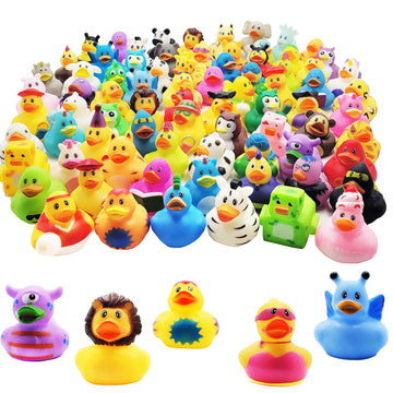 Chochkees Assorted Rubber Ducks Toy Duckies For Kids And Toddlers, Bath Birthday Baby Showers Classroom, Summer Beach And Pool Activity, 2' Inches (50-Pack)