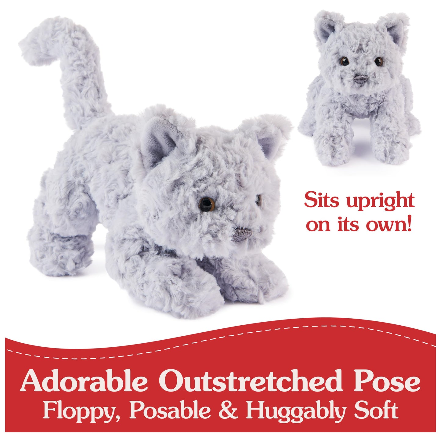 Gund Bootsie English Blue Kitten Plush Toy, Premium Cat Stuffed Animal For Ages 1 And Up, Gray, 9