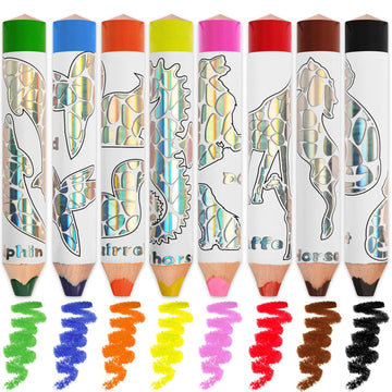 ThEast 8 Jumbo Colored Pencils for Kids, 3 in 1 Chunky Washable Crayons for Toddlers, Thick Triangle Toddler Color Pencil with S