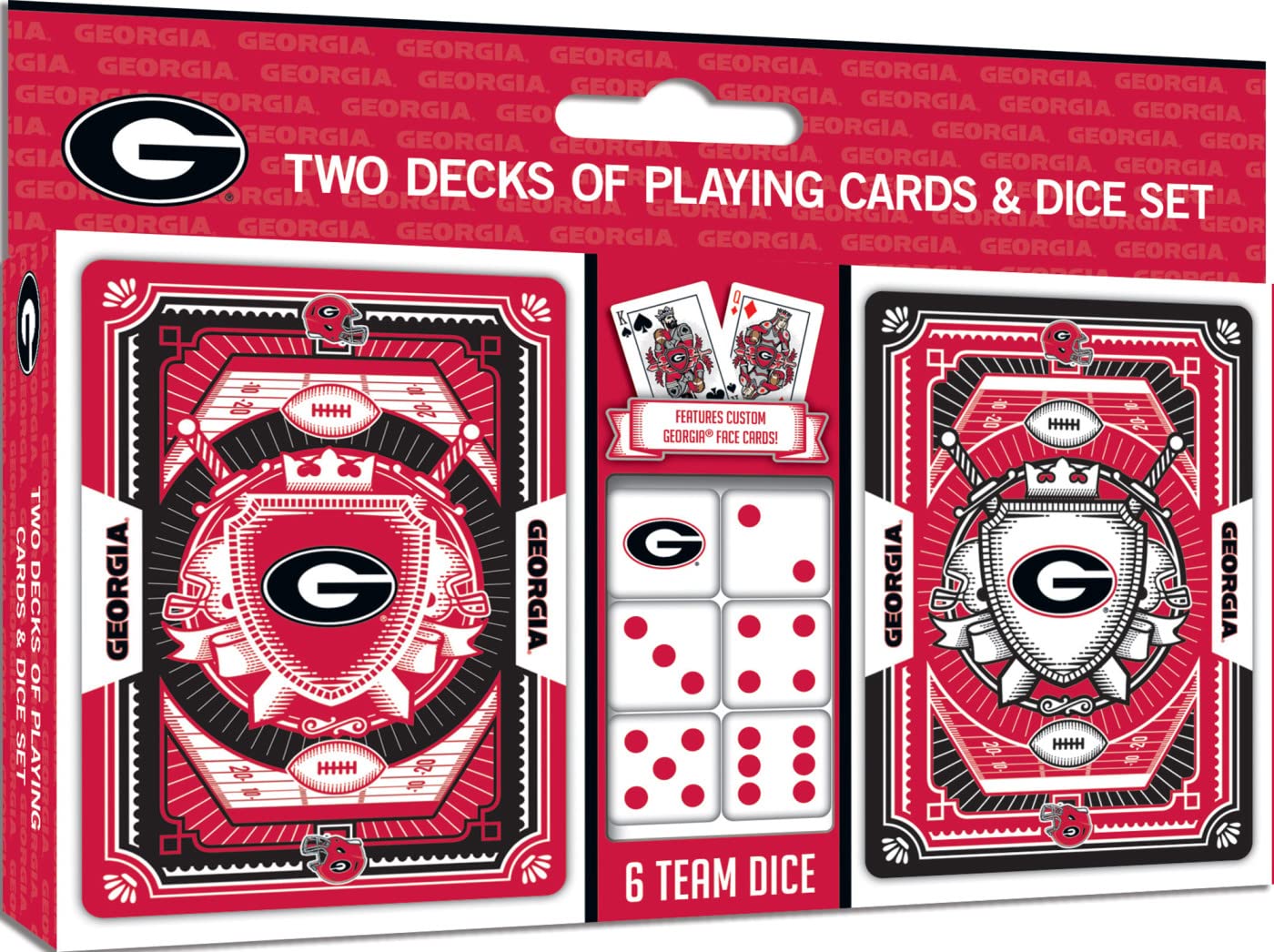 Masterpieces Game Day - NCAA Georgia Bulldogs 2-Pack Playing Cards & Dice Pack - Officially Licensed Set for mature-themeds and Family