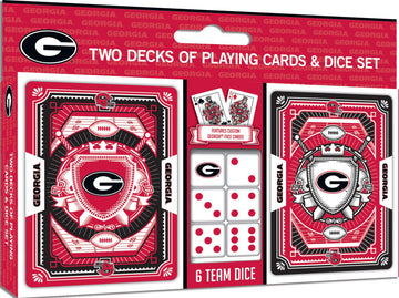 Masterpieces Game Day - NCAA Georgia Bulldogs 2-Pack Playing Cards & Dice Pack - Officially Licensed Set for mature-themeds and Family