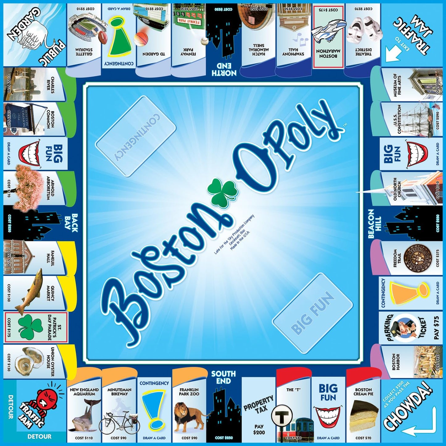 Late For The Sky Boston-opoly Board Game - Multicolor, 22" x 17", Cardboard, Model 5510941