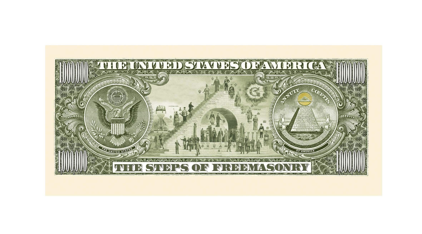 American Art Classics Freemason - Masonic Million Dollar Bill - Limited Edition Collectible Novelty Dollar Bill In Currency Holder Protector - Best Gift Or Keepsake For Masons