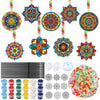Pasimy 36 Sets Mandala Suncatchers Paint Craft Kits Mandala Flower Window DIY Hanging Ornaments Decorations Paint Your Own Sprin