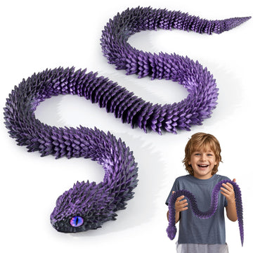 Nemoro 3D Printed Articulated Snake - 29.5'' Crystal-Like Movable Snake- Realistic Slithering Design, Collectible Articulated Mo