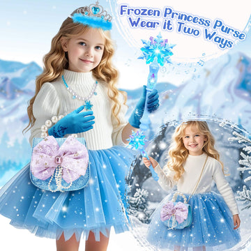 Golray Frozen Toys for Girls Gifts Kids Makeup Kit & Elsa Princess Dress Up Set Real Make up/ Nail Polish/ Wand/ Purse, Christma