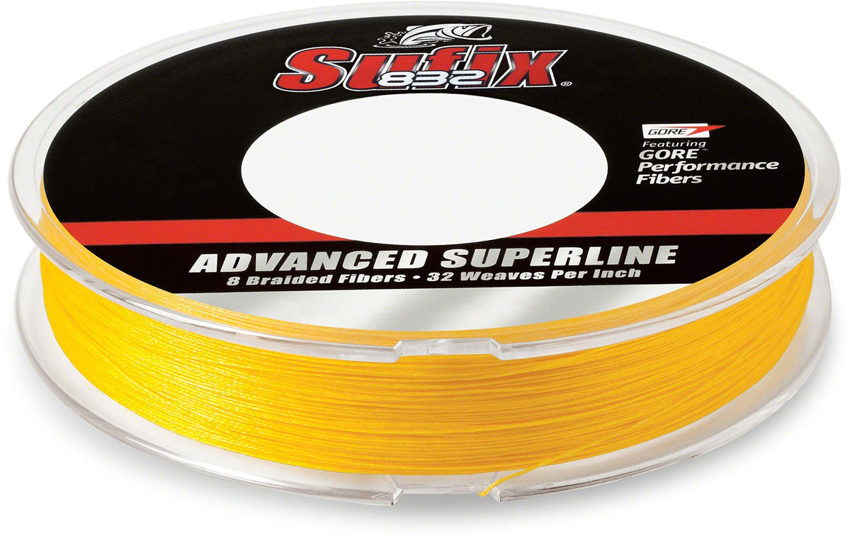 Sufix, 832 Advanced Superline, 8 lbs Tested, 0.007 Diameter, 300 Yards, Hi Vis Yellow (660-108Y)