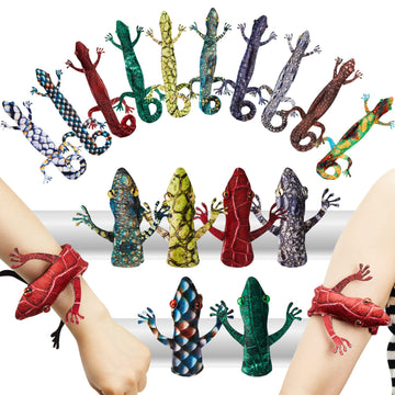 Chivao 10 Pieces Assorted Slap Bracelet Lizard Snap Bracelet Sequin Animal Slap Bracelets Cool Halloween Snap Bracelets for East