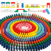 1000 PCS Bulk Dominoes Set for Kids with Extra 11 Blocks  Wooden Building Blocks 10 Colors Dominoes Racing Tile Games Educational Toy for Kids Birthday Party with Storage Bag
