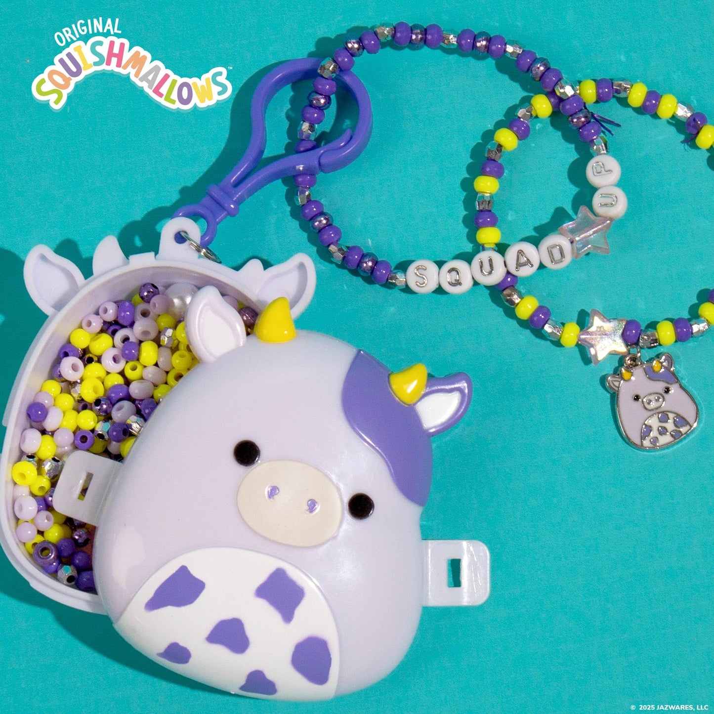 Horizon Group USA Squishmallows Bubba The Cow Bracelet Kit, Multi, Small to Medium, Plastic, Model 231925, Gifts for 7 Year Old Girls