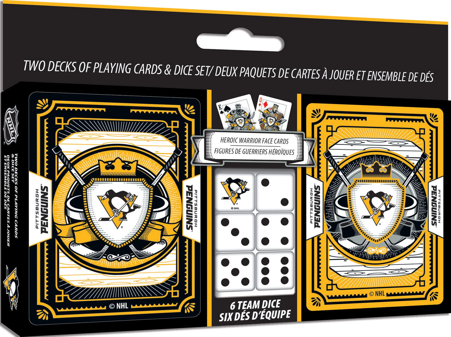 MasterPieces Game Day - NHL Pittsburgh Penguins 2-Pack Playing Cards & Dice Pack - Officially Licensed Set for Adults and Family