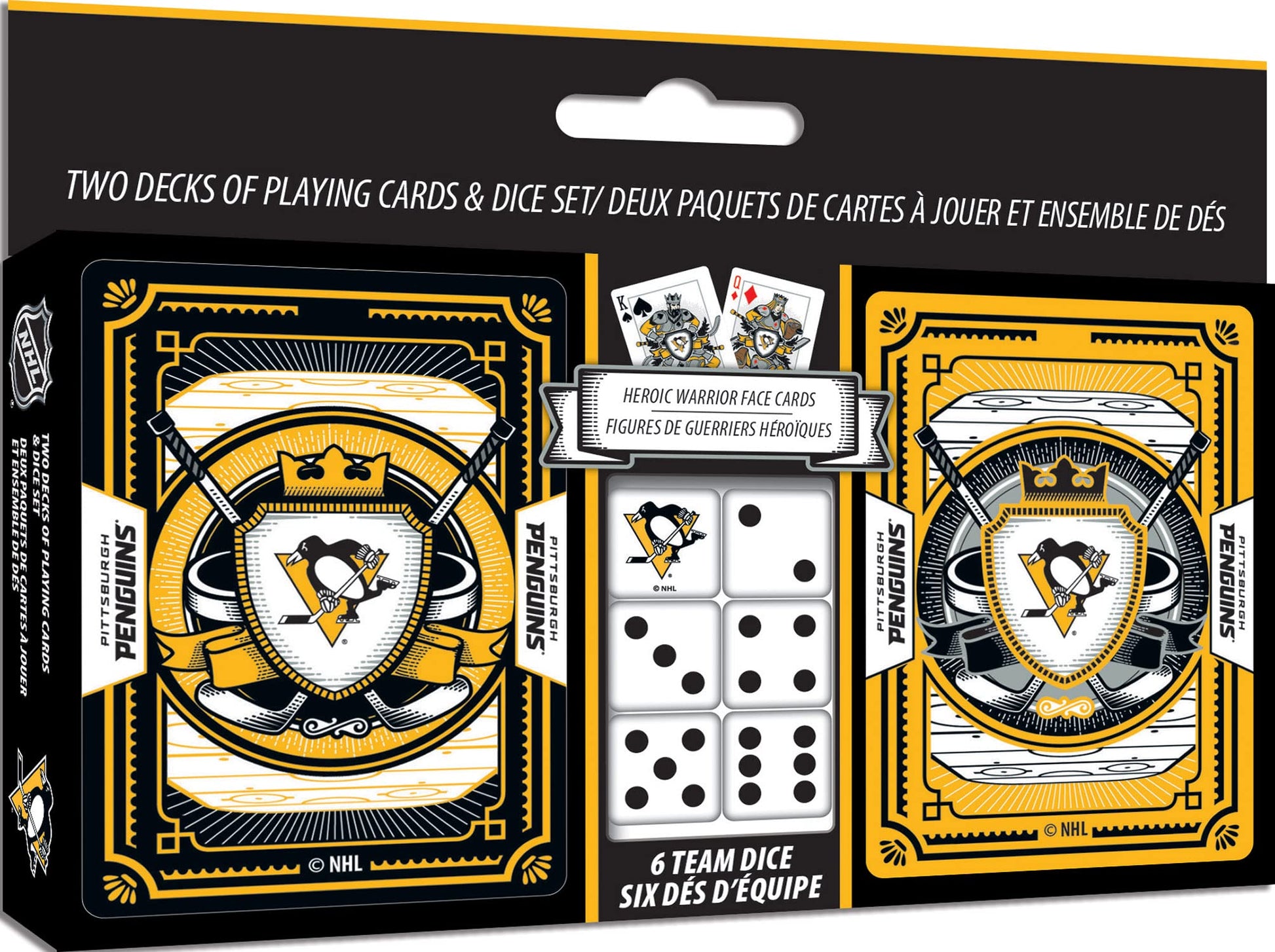 MasterPieces Game Day - NHL Pittsburgh Penguins 2-Pack Playing Cards & Dice Pack - Officially Licensed Set for Adults and Family