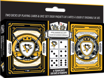 MasterPieces Game Day - NHL Pittsburgh Penguins 2-Pack Playing Cards & Dice Pack - Officially Licensed Set for Adults and Family