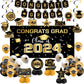 Graduation Decorations Class Of 2024,Gold Themed Graduation Decorations Set,Class Of 2024 Backdrop Banner,Graduation Hanging Swi